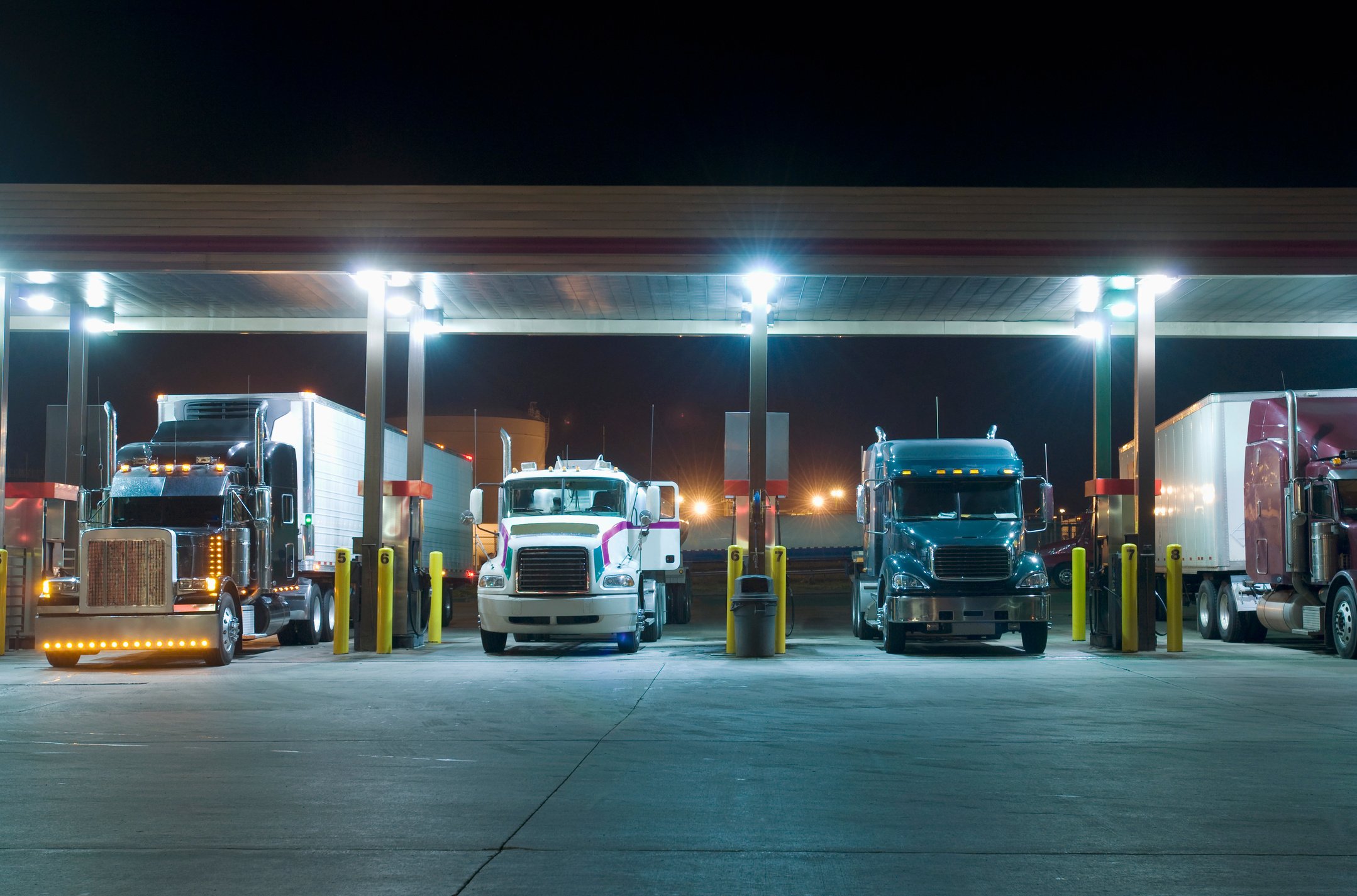 Semi-trucks at truck stop